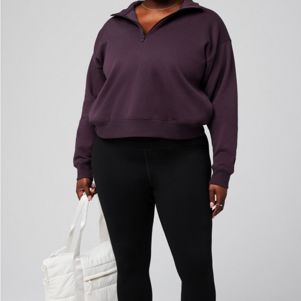 Fabletics Deep Plum Half-Zip Pullover Sweatshirt … - image 1